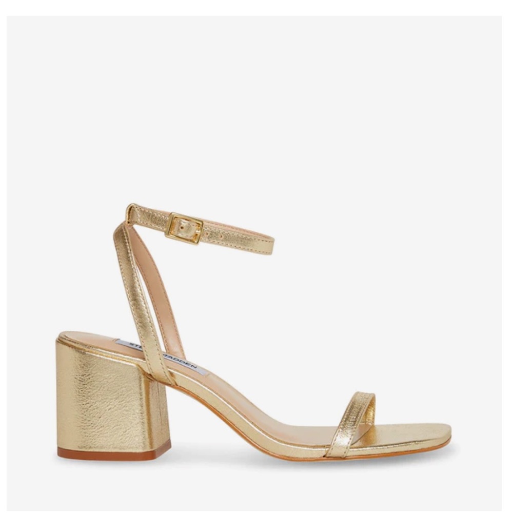 Steve Madden Gold Metallic Block Heel Sandals